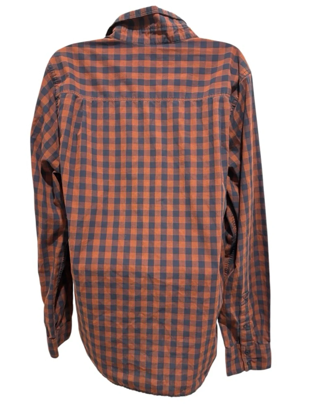 THE NORTH FACE Men’s Checkered Burnt Orange Blue Button Up Top Size Medium
